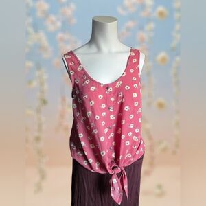 90s Inspired Floral Cami Tank Pink Rose Size Medium Minimalist